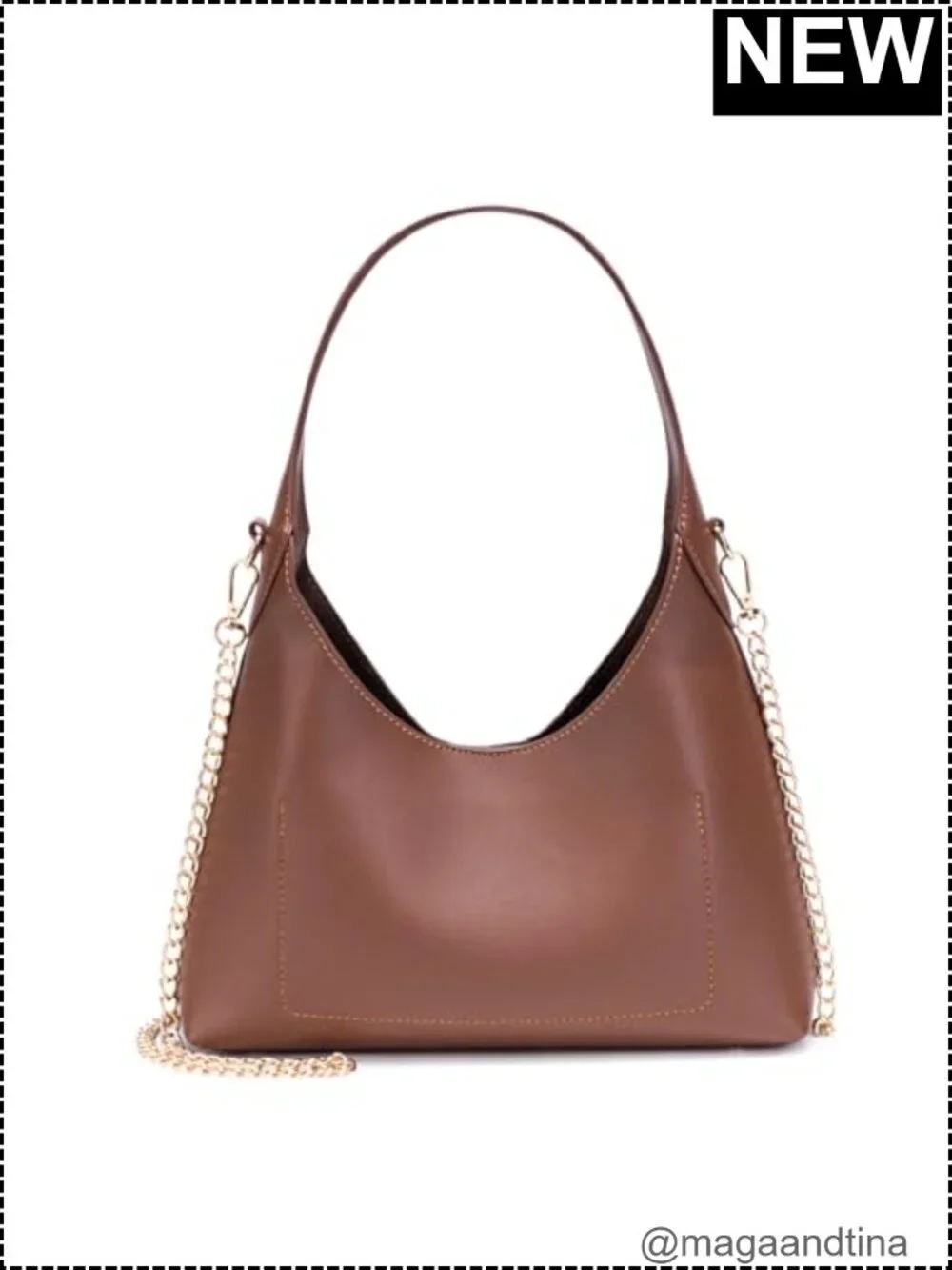 Trendy Faux Leather Crossbody Hobo Bag Women Shoulder Handbag Purse with Chain